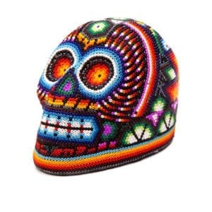 Colourful Calavera Huichol. The Mexican beadwork in Huichol art work uses traditional patterns that have been used for centuries communicate with the gods. From Beshlie Mckelvie.