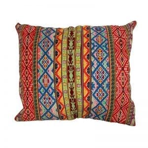 Outstanding Syrian feature cushion, hand embroidered with intricate pattern in rich colours. This cushion is 100% cotton thread and backed with 100% linen. Buy ethically from Beshlie McKelvie.