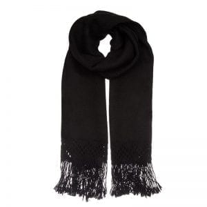 Look no further for the perfect black scarf. Hand woven from luxuriously soft Alpaca wool, with beautiful detail on the fringing.
