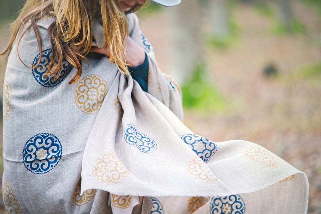 Stunning scarf from Beshlie mckelvie - luxurious, soft hand block printed.