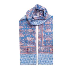 Blue sarong adorned with detailed floral motifs, reflecting the hues and heritage of Jodhpur.