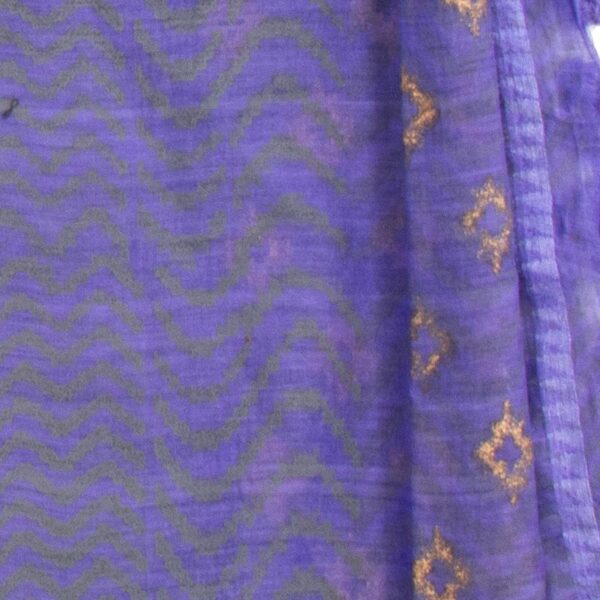 Lavender Purple Tiger Dupatta with intricate patterns and pom-pom detailing, crafted by local women artisans. Close up detail