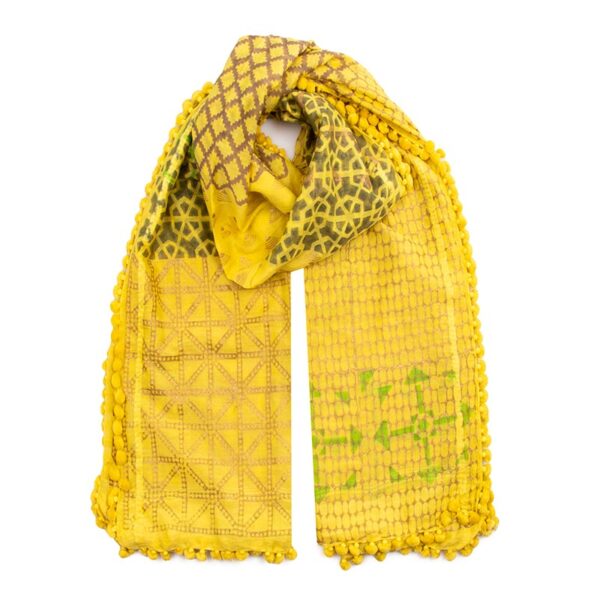 Fez Dupatta – a blend of tradition & modernity. This fair trade dupatta showcases ethical craftsmanship in a radiant yellow hue. Wear a story with style.